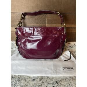 Coach Plum Patent Leather Zoe Shoulder Bag with Brass Hardware - Gorgeous!